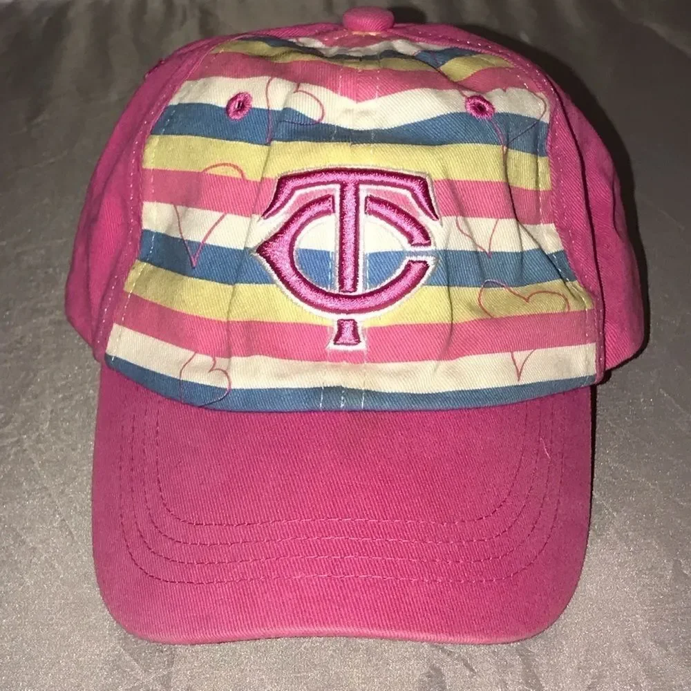 Fan Favorite Kid's Minnesota Twins MLB Pink Striped Baseball Hat